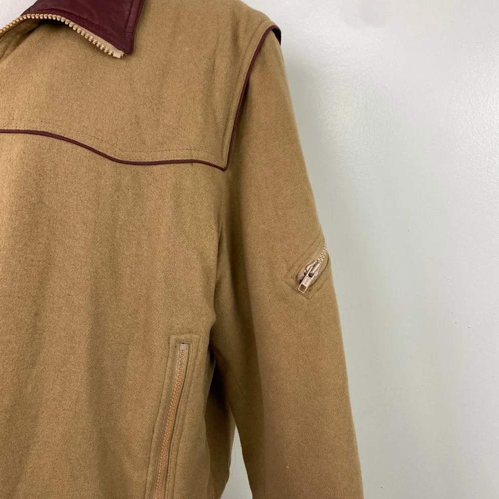 Vintage Anderson-Little Tan w/ Red Trim Coat Large Wool Blend - Picture 3 of 15